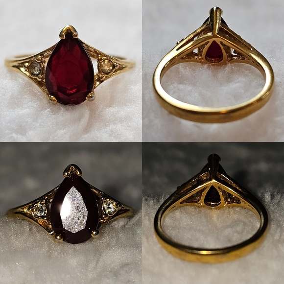 AVON 1980 Scarlet Temptation Garnet & Gold Ring - Picture 2 of 4
